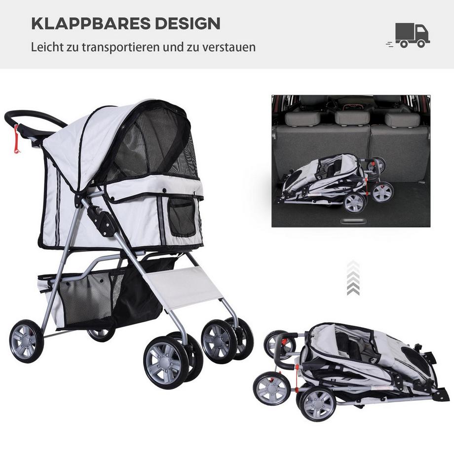 Northio  Hundewagen Hundebuggy In Silber, Pet Stroller Jogger Anhänger, Leicht & Faltbar, Für Unterwegs 