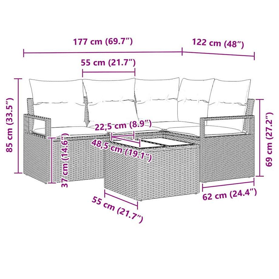 VidaXL Set Divano da Giardino Polyrattan  