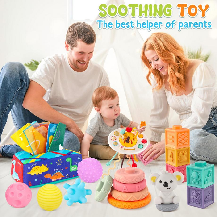 Activity-board  Babyspielzeug, 5er Set Babyspielzeug, Babyspielzeug Motorikspielzeug | Baby Türbox | Baby Stapelturm | Greifball für Babys 