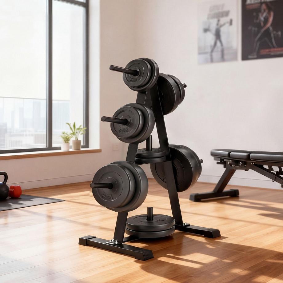 Tectake  Rastrelliera portadischi per manubri  con 7 supporti 