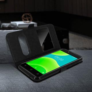 Avizar  Doppelfenster Cover Wiko Y50 Schwarz 