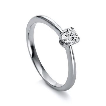 Solitär Ring 750/18K Weissgold/Platin 950 Diamant 0.3ct.