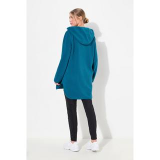 Ulla Popken  Long sweat-shirt à capuche, en polaire bouclée. Fermeture à glissière et manches longues. 