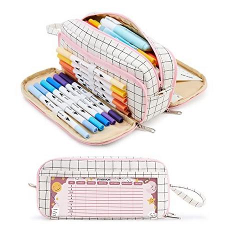 Only-bags.store  Federmäppchen mit 3 Fächer Große Kapazität Mäppchen Federtasche Stiftetasche Pencil Case 