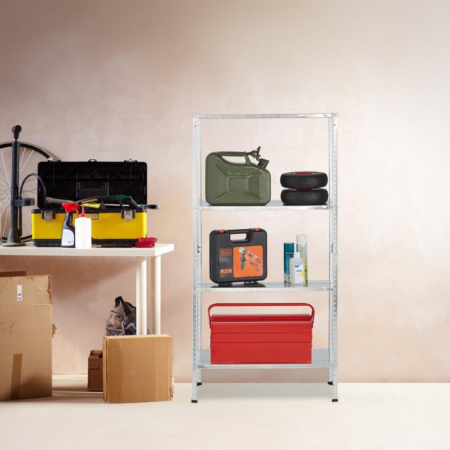 B2X Verzinktes Metallregal mit 4 Böden  