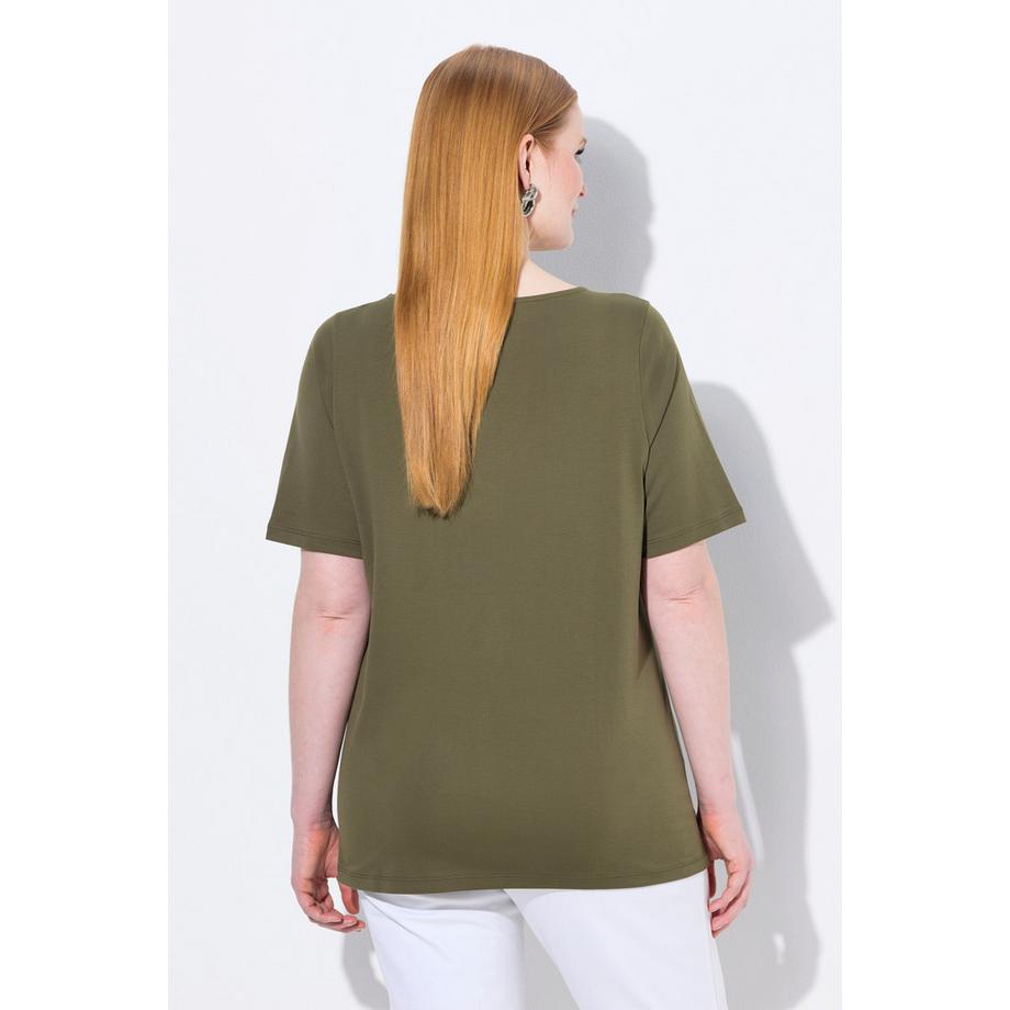 Ulla Popken Pima Cotton Halbarm T-Shirt Zitrone Graphic Print  