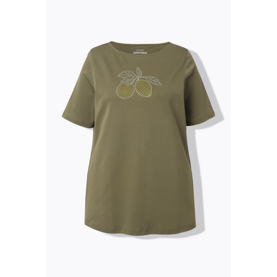 Ulla Popken Pima Cotton Halbarm T-Shirt Zitrone Graphic Print  