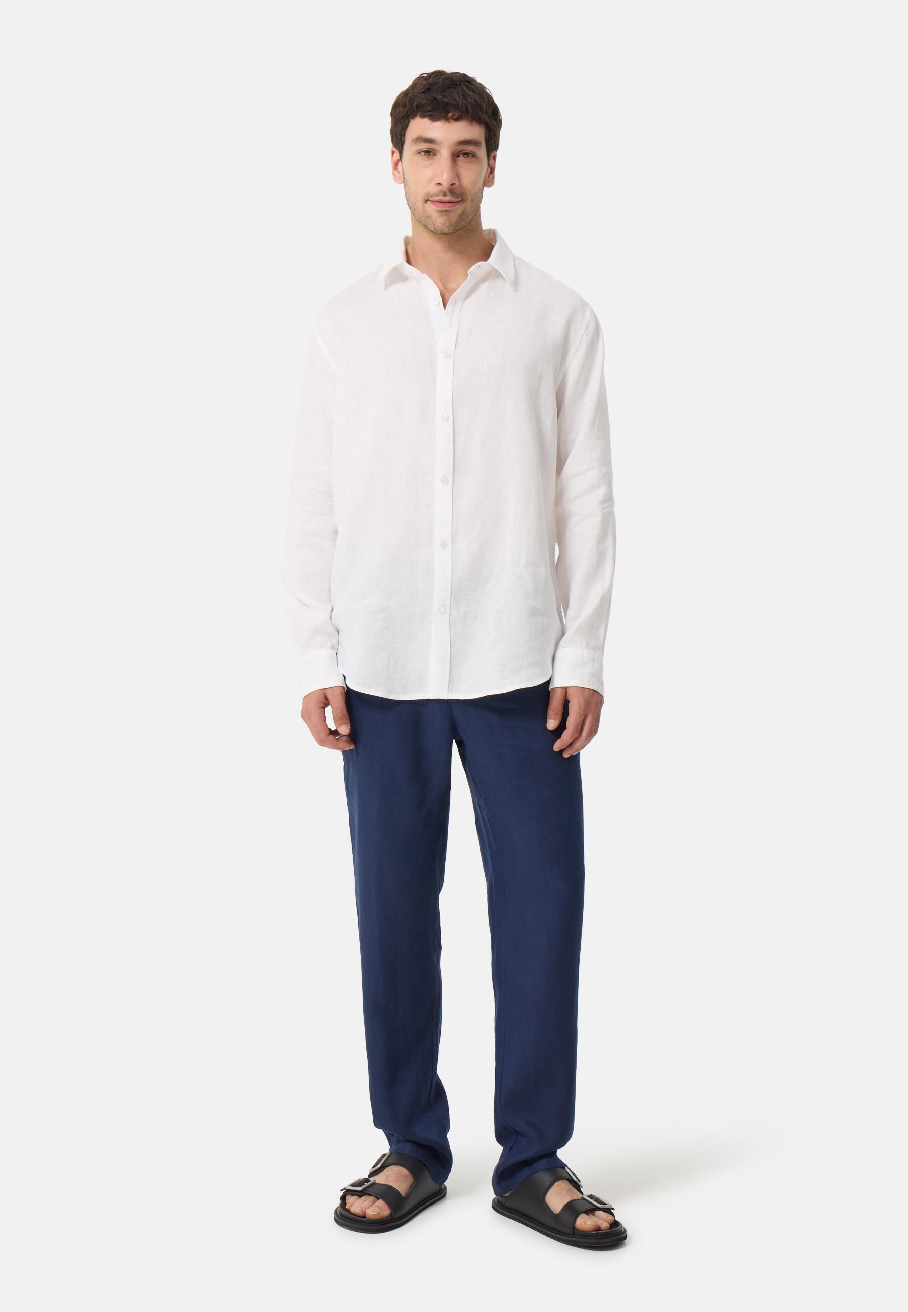 CASH-MERE.CH Pantalon Chino Long en Lin  