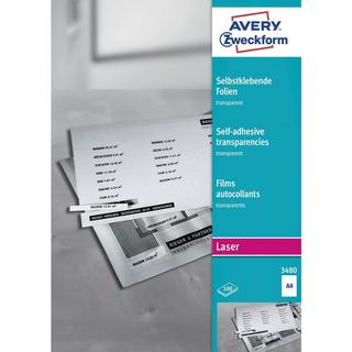 Avery Zweckform  Films autocollants et transparents, DIN A4, traitement par piles, épaisseur, 0.15 mm, dessus, 0.43 