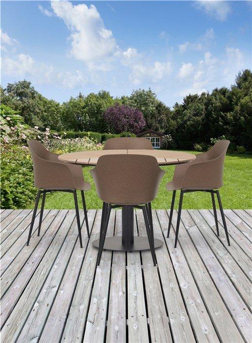 SCHOU Table de jardin HECTOR ronde Polywood Teck Frêne Ø113CM  