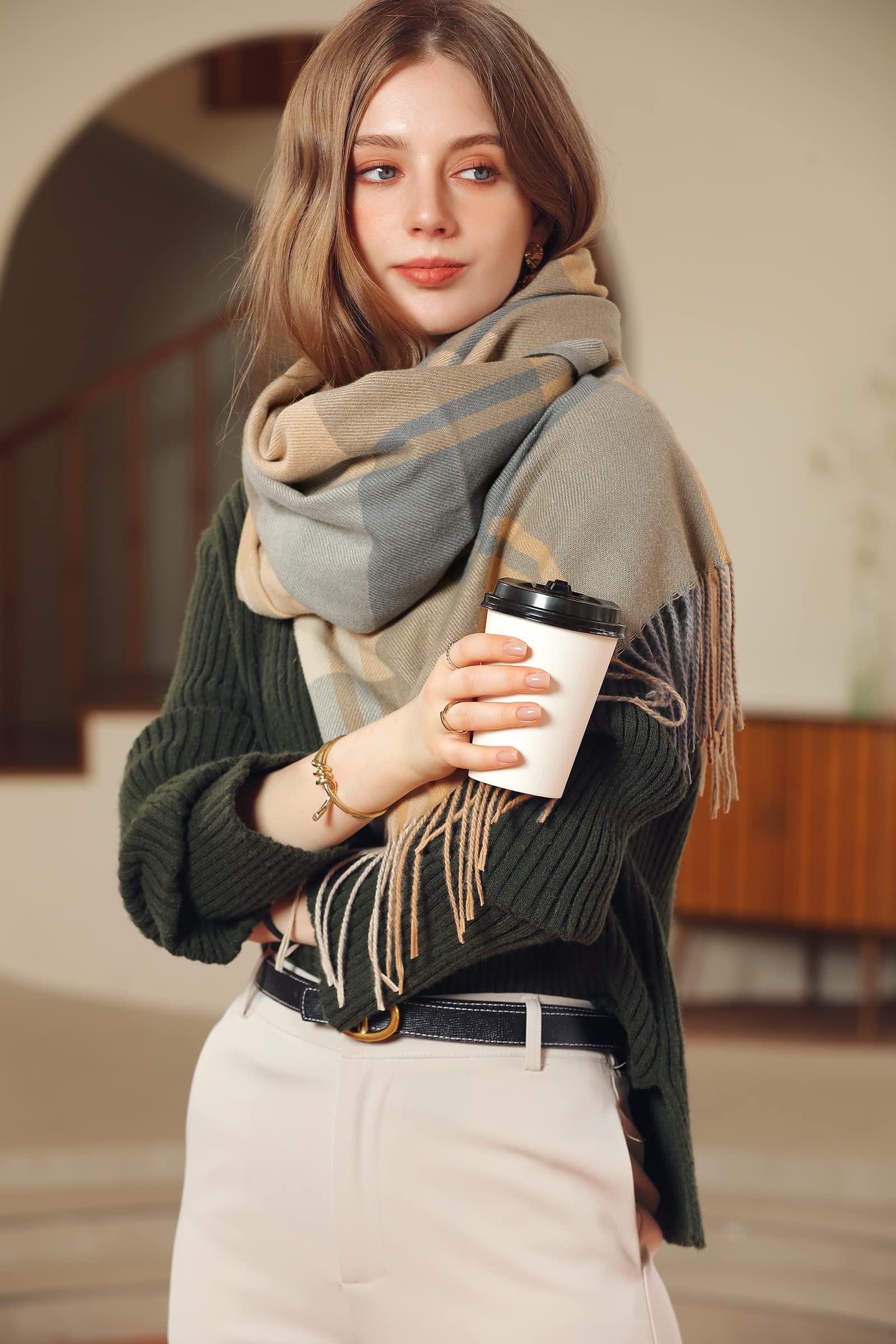 Only-bags.store Karierter Kaschmir-Look Oversized Schal  