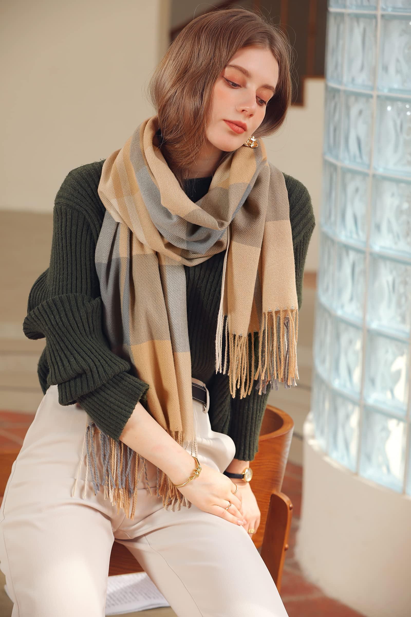 Only-bags.store Karierter Kaschmir-Look Oversized Schal  