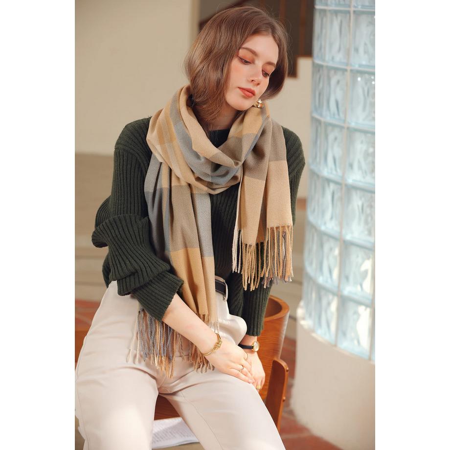 Only-bags.store Karierter Kaschmir-Look Oversized Schal  