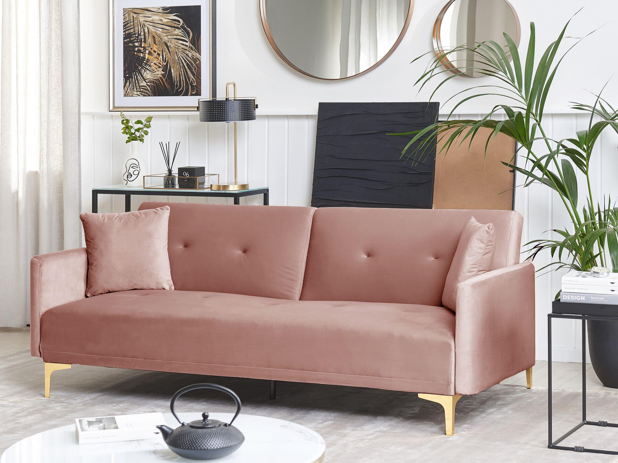 Beliani Schlafsofa aus Samtstoff Modern LUCAN  