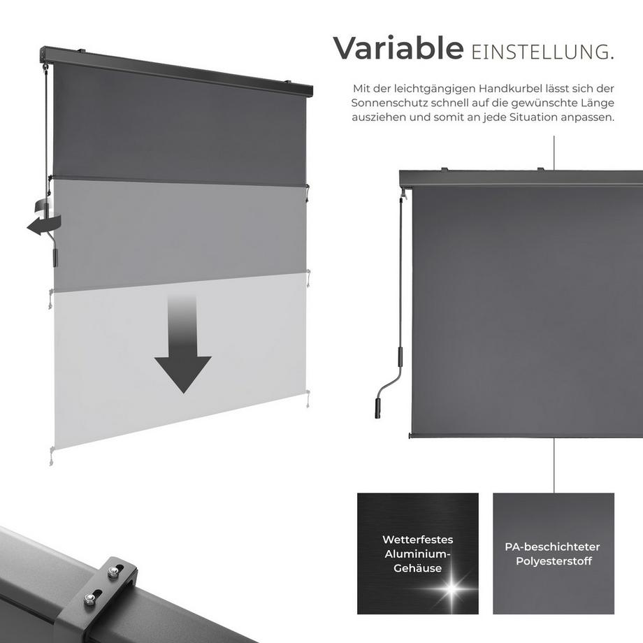 Tectake Senkrechtmarkise Eloise verschiedene Größen UV-beständig und wasserabweisend  