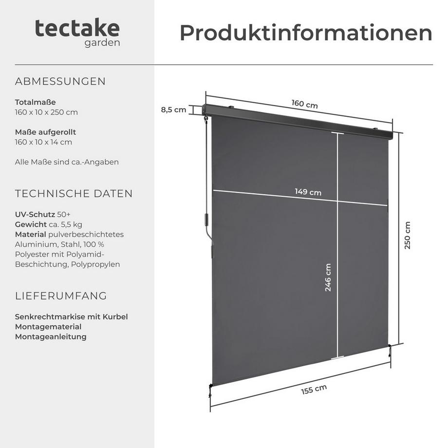 Tectake Tenda verticale Eloise Varie misure  