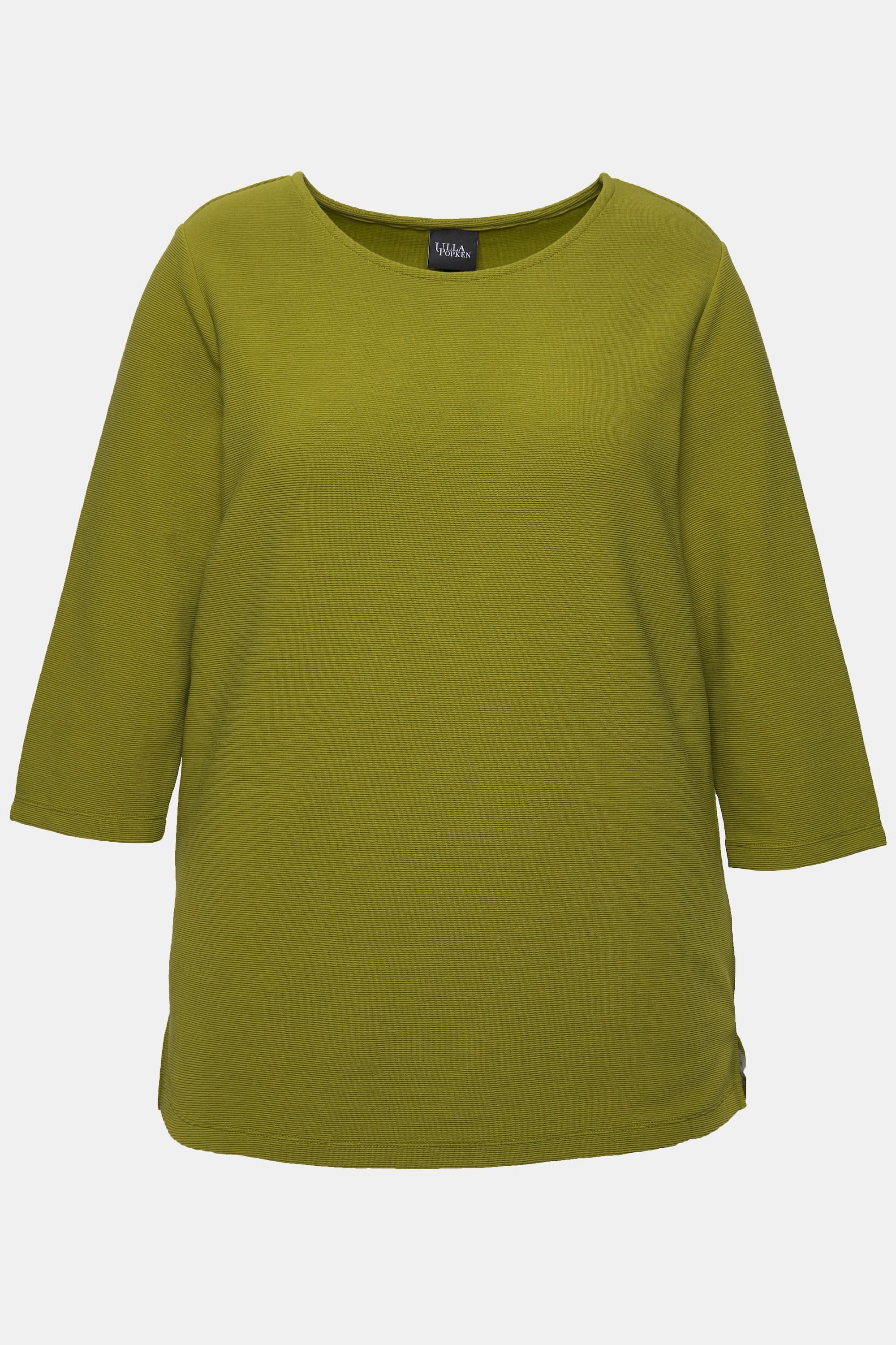 Ulla Popken  Sweatshirt, Querrippen, Rundhals, 3/4-Arm 