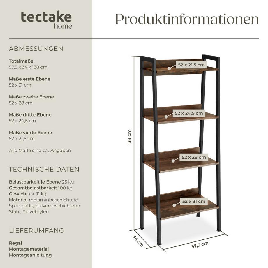 Tectake Étagère CHATHAM Style industriel  