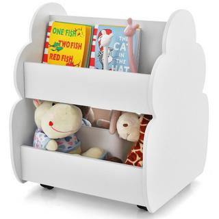 Northix Kinder-Bücherregal auf Rollen Kinderregal mit Geräumigem Stauraum 52 x 47 x 63 cm Weiß  