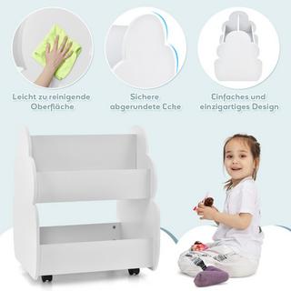 Northix Kinder-Bücherregal auf Rollen Kinderregal mit Geräumigem Stauraum 52 x 47 x 63 cm Weiß  