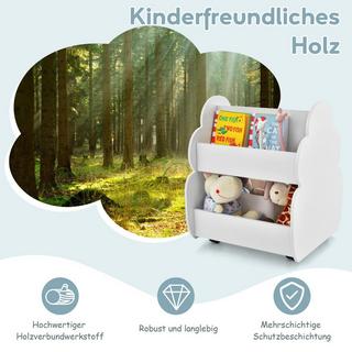 Northix Kinder-Bücherregal auf Rollen Kinderregal mit Geräumigem Stauraum 52 x 47 x 63 cm Weiß  