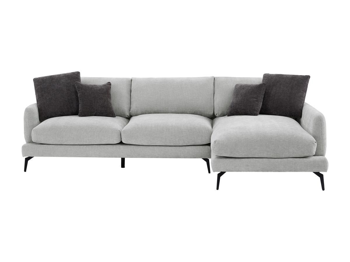 Vente-unique Ecksofa - Ecke rechts - Strukturstoff - Hellgrau - ROCALTA  