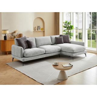 Vente-unique Ecksofa - Ecke rechts - Strukturstoff - Hellgrau - ROCALTA  