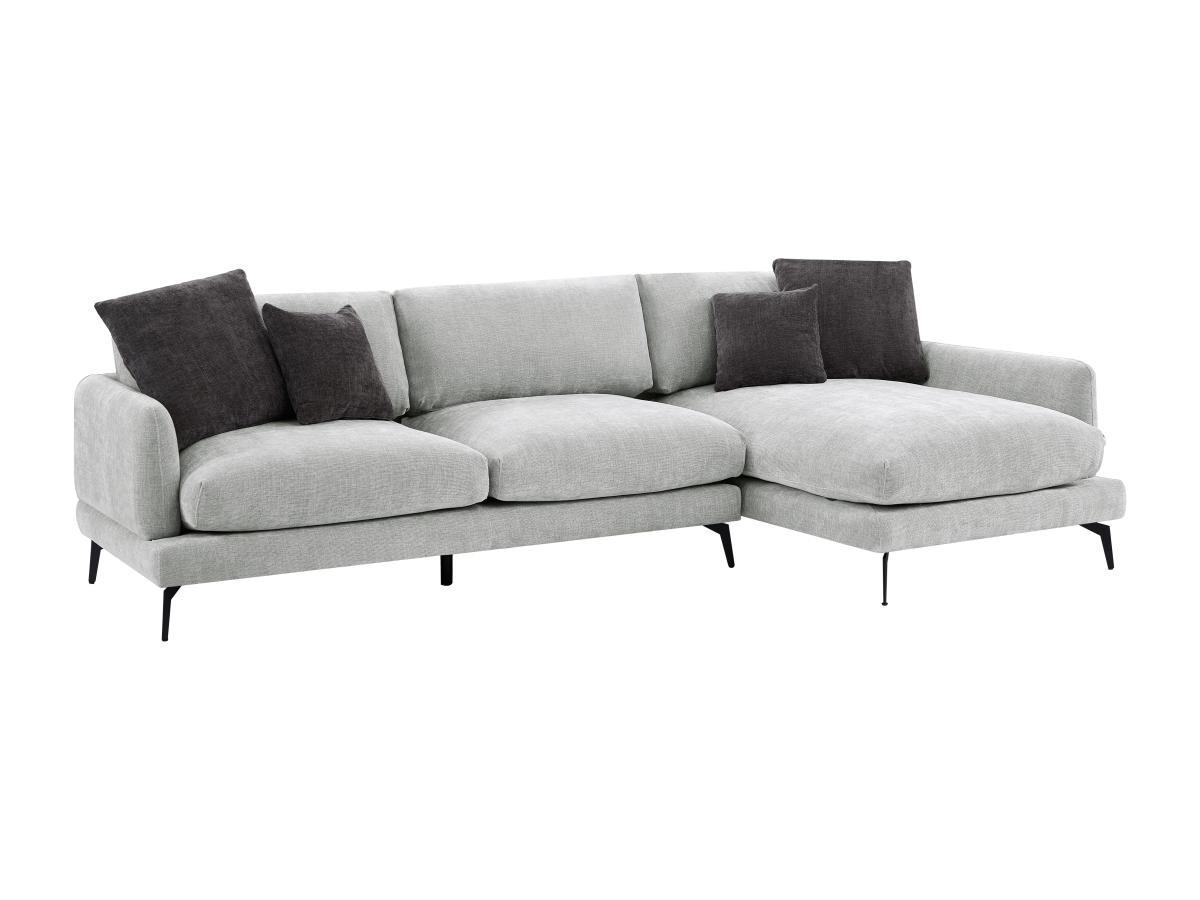 Vente-unique Ecksofa - Ecke rechts - Strukturstoff - Hellgrau - ROCALTA  