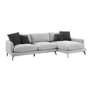 Vente-unique Ecksofa - Ecke rechts - Strukturstoff - Hellgrau - ROCALTA  