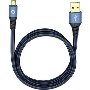 USB-Kabel USB 2.0 USB-A Stecker, USB-Micro-B Stecker 5.00 m Blau vergoldete Steckkontakte