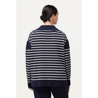 Ulla Popken  Pullover a righe con collo alla marinara, allacciatura e maniche lunghe 