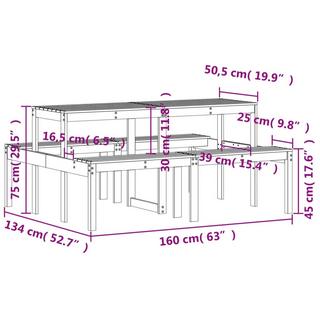 VidaXL Table de pique-nique bois de pin  