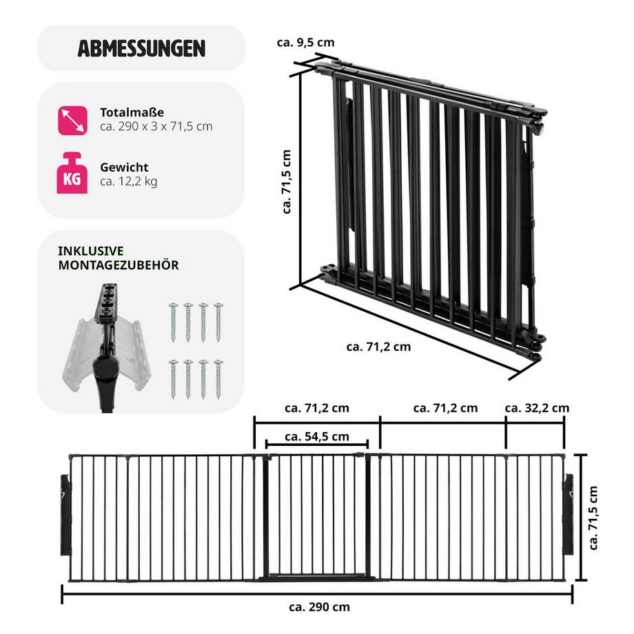 Tectake Grille de protection pour cheminée, barrière de sécurité enfant bébé AGNI en acier robuste  