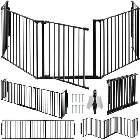 Tectake Barrière de sécurité AGNI 5 panneaux avec portillon  
