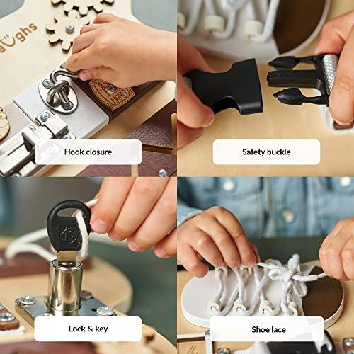 Activity-board  Tableau d'activités pour les tout-petits | Grande planche de bois avec des activités passionnantes et amusantes | Éducatif et interactif | Jouet de voyage | Planche Baby Busy à partir de 1 ou 2 ans 