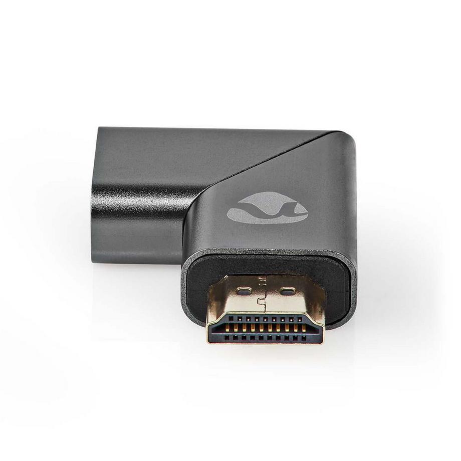 Nedis  Adattatore HDMI™ | HDMI™ Maschio / Connettore HDMI™ | HDMI™ Femmina / Uscita HDMI™ | Placcato oro | Angolato a sinistra | Alluminio | Grigio con metallo | 1 pz. | Cartone con finestra coperta 
