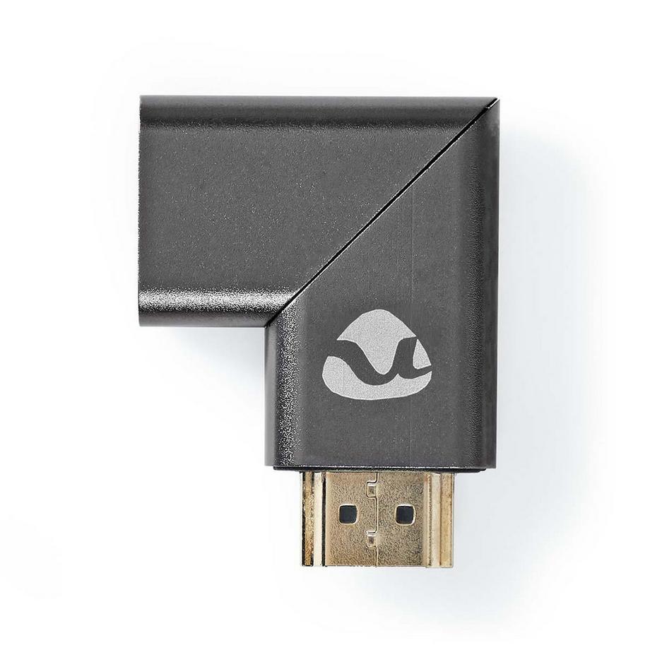 Nedis  Adattatore HDMI™ | HDMI™ Maschio / Connettore HDMI™ | HDMI™ Femmina / Uscita HDMI™ | Placcato oro | Angolato a sinistra | Alluminio | Grigio con metallo | 1 pz. | Cartone con finestra coperta 