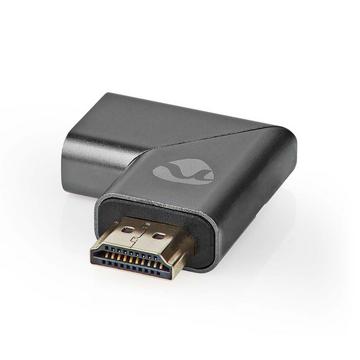 Adattatore HDMI™ | HDMI™ Maschio / Connettore HDMI™ | HDMI™ Femmina / Uscita HDMI™ | Placcato oro | Angolato a sinistra | Alluminio | Grigio con metallo | 1 pz. | Cartone con finestra coperta