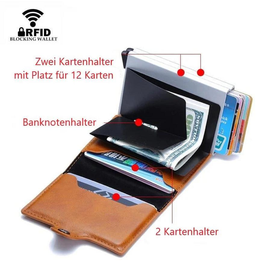 Only-bags.store Porte-cartes automatique avec blocage RFID et double compartiment, format slim pop-up  