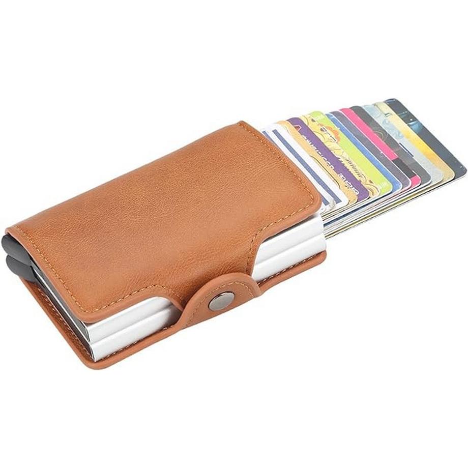 Only-bags.store Porte-cartes automatique avec blocage RFID et double compartiment, format slim pop-up  