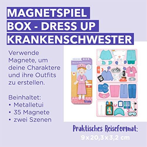 Activity-board  – Magnetspiel Box Dress Up – Krankenschwester zum Ankleiden I Fördert Motorik + Fantasie I Ideal für Zuhause und als Reisespiel für Kinder I Magnet Spielzeug Kinder I Spielzeug ab 3 Jahre 