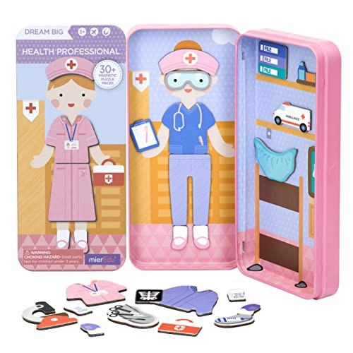 Activity-board  – Magnetspiel Box Dress Up – Krankenschwester zum Ankleiden I Fördert Motorik + Fantasie I Ideal für Zuhause und als Reisespiel für Kinder I Magnet Spielzeug Kinder I Spielzeug ab 3 Jahre 