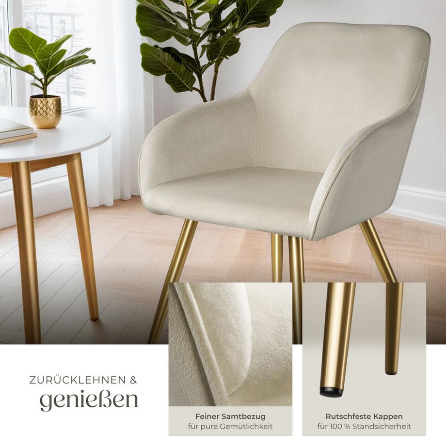 Tectake Esszimmerstuhl Marilyn gepolstert, in Samtoptik durchgehende Lehne  