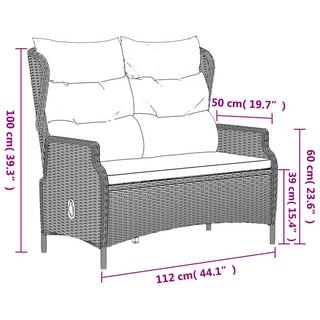 VidaXL Banc de jardin à 2 places rotin synthétique  