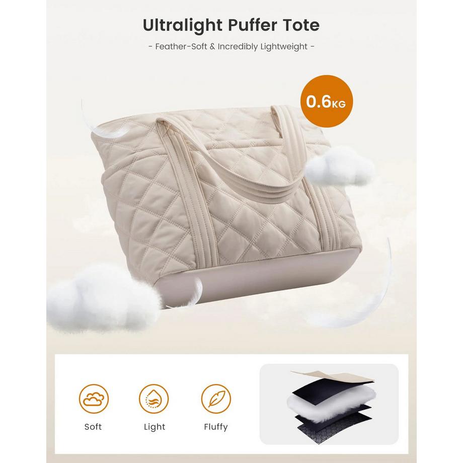 Only-bags.store Gesteppte Shopper Tasche mit 11 Taschen und abnehmbarem Portemonnaie  