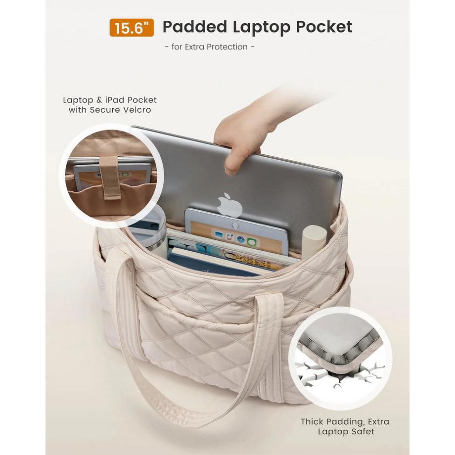 Only-bags.store Gesteppte Shopper Tasche mit 11 Taschen und abnehmbarem Portemonnaie  