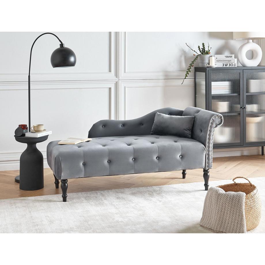 Beliani Rechtsseitige Chaiselounge aus Samtstoff Klassisch IVRY  