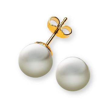 Clous d'oreilles en or jaune 750 perle d'eau douce 8,5-9mm