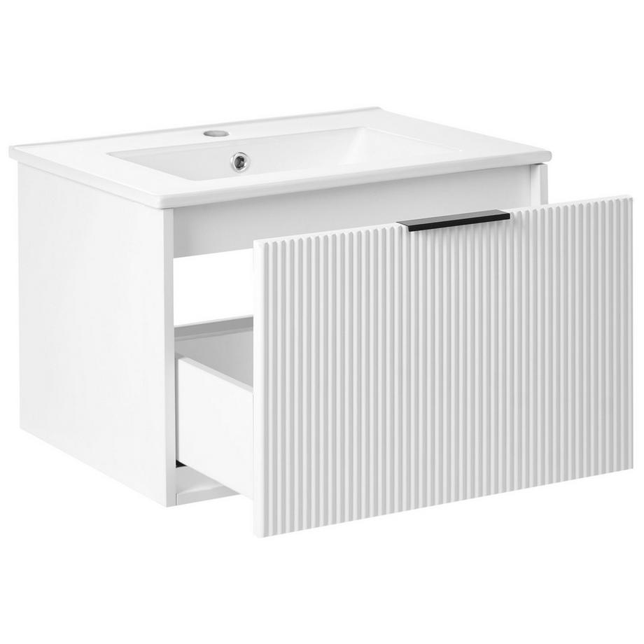 Beliani Wandmontierter Waschtischunterschrank mit Waschbecken aus MDF-Platte Modern TILCARA  