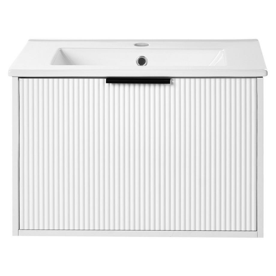 Beliani Wandmontierter Waschtischunterschrank mit Waschbecken aus MDF-Platte Modern TILCARA  